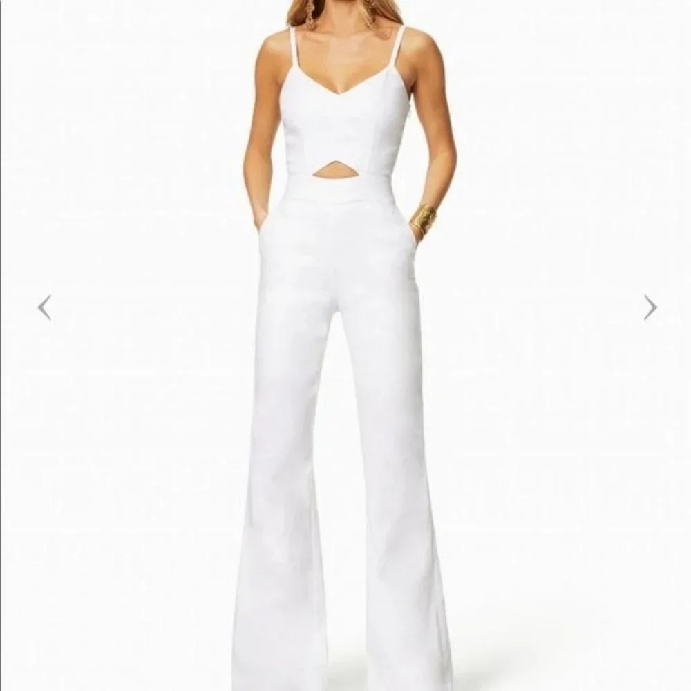 Ramy Brook Noel cutout jumpsuit spaghetti strap linen jumpsuit Sz. 2 - Picture 7 of 8